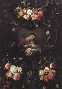 Daniel Seghers Garland of Flowers,with the Virgin and Child oil
